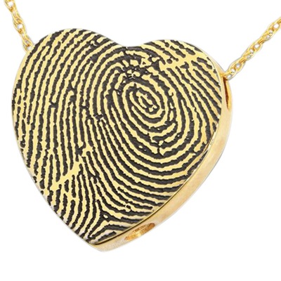 Classic Heart 14k Gold Cremation Print Keepsake